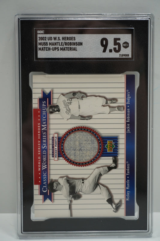 2002 Upper Deck World Series Heroes Robinson/Mantle MU55 Match up materials SGC 9.5