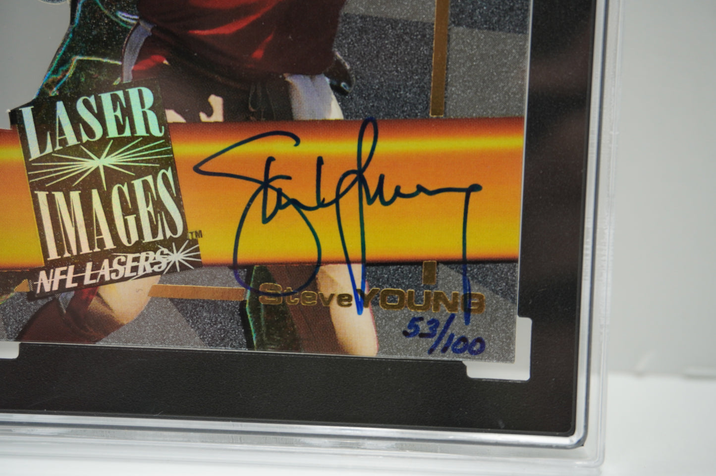 1996 Score Board Laser's Steve Young Auto Diecut /100 SGC 9