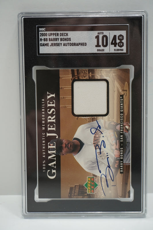2000 Upper Deck Barry Bonds H-BB Game Jersey Auto SGC 4
