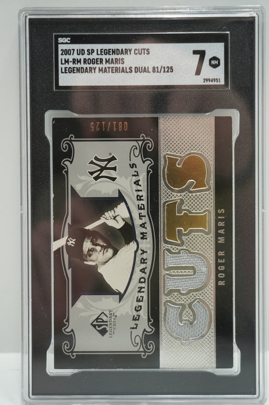2007 SP Legendary Cuts Roger Maris LM-RM Legendary materials dual /125 SGC 7