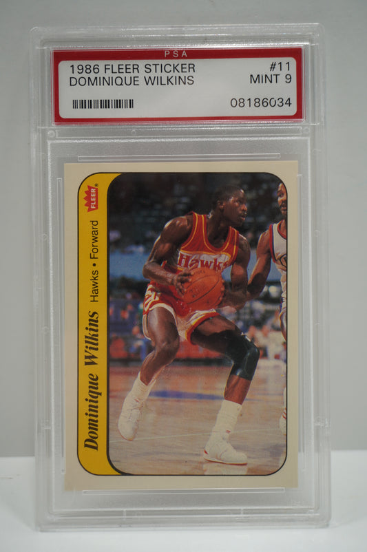 1986 Fleer Sticker Dominique Wilkins 11 PSA 9