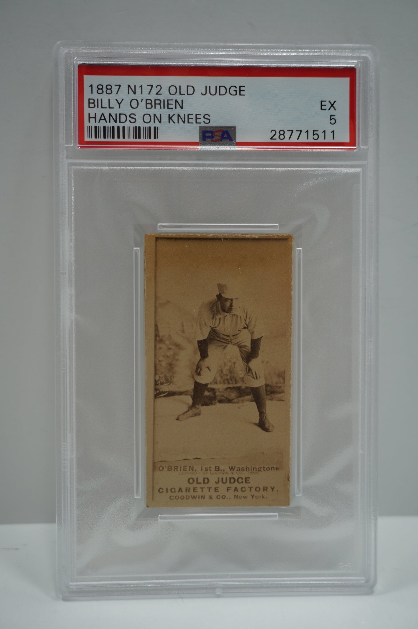 1887 N172 Old Judge Billy o Brien Hands on Knee's PSA 5