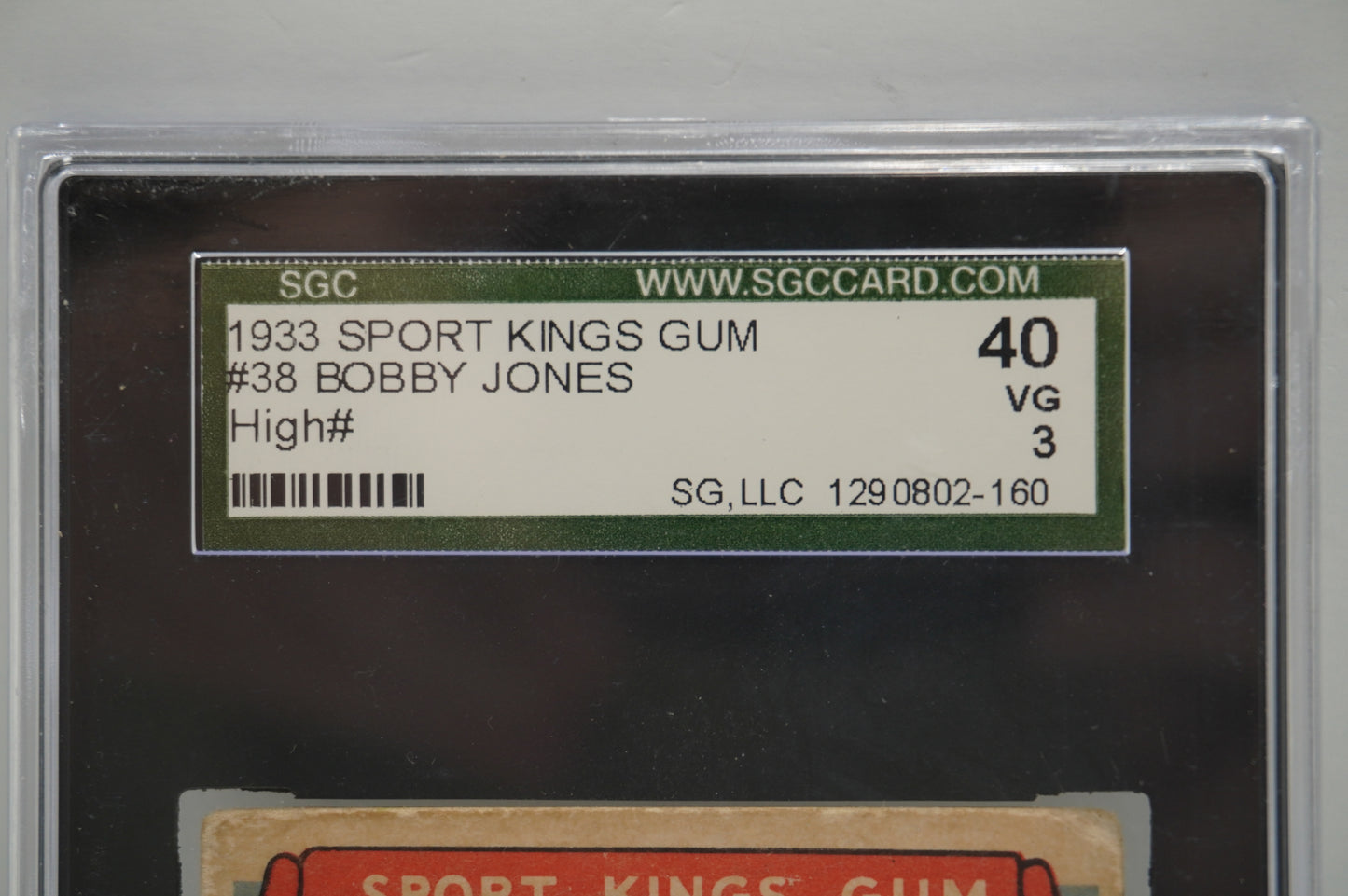 1933 Sports Kings Gum Bobby jones 38 High # SGC 3