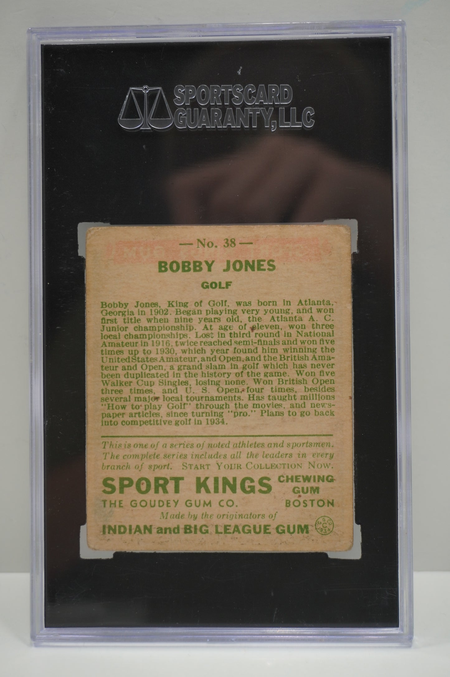 1933 Sports Kings Gum Bobby jones 38 High # SGC 3