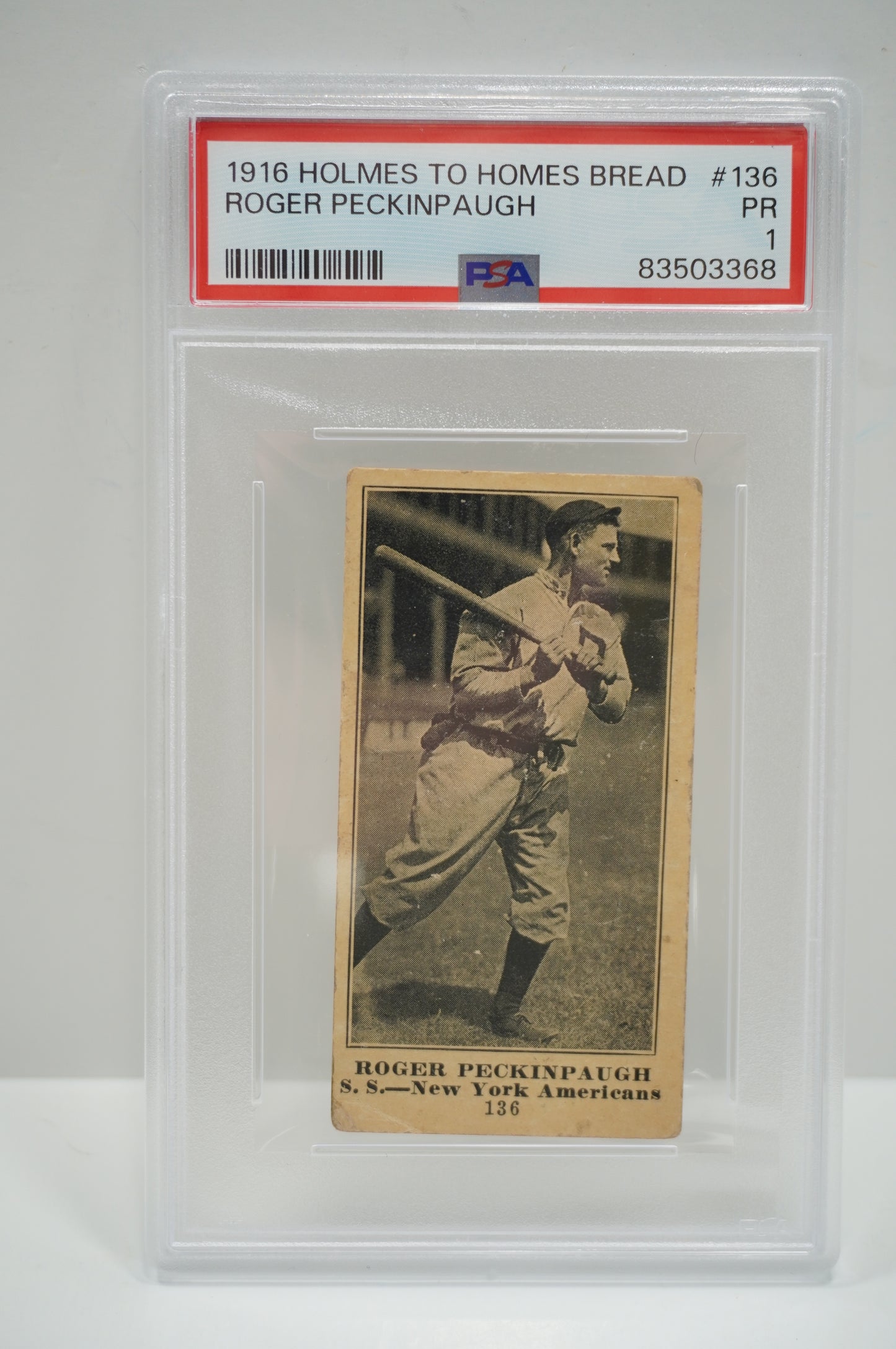 1916 Holmes to Homes Bread Roger Peckinpaugh 136 PSA 1