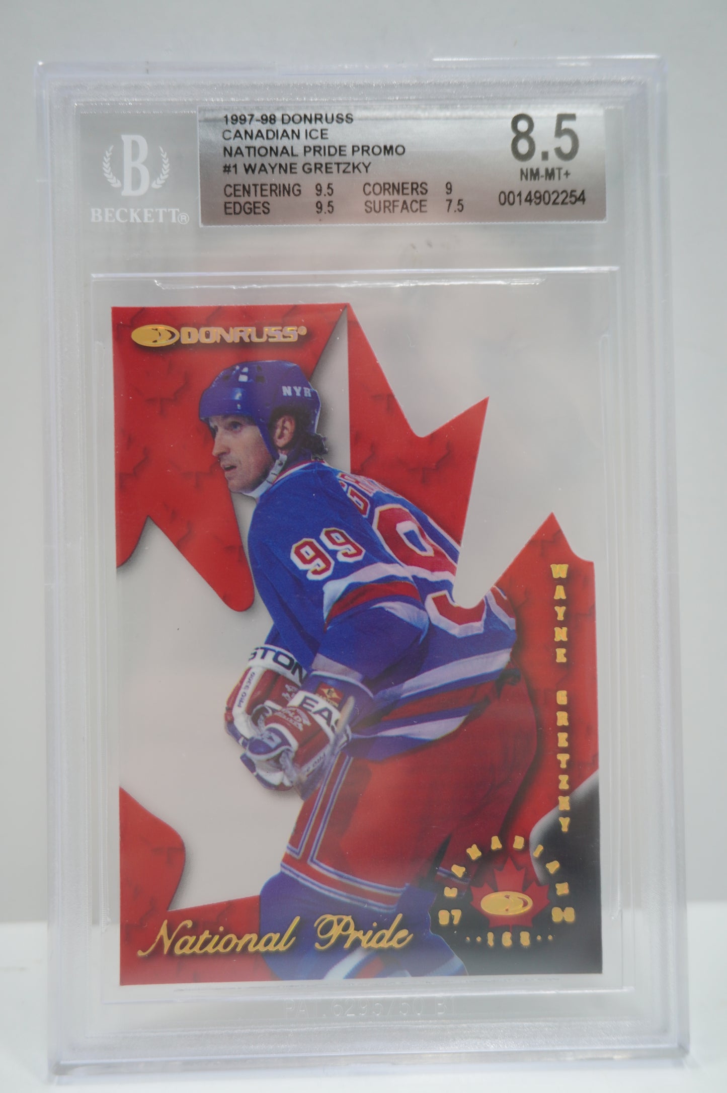 1997-98 Donruss Canadian Ice National Pride Promo Wayne Gretzky 1 BGS 8.5