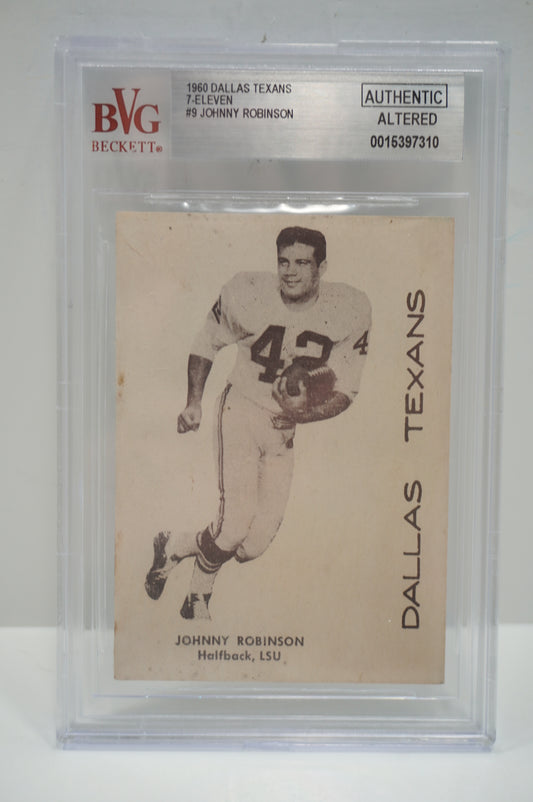 1960 Dallas Texans 7-Eleven Johnny Robinson 9 BVG Authentic