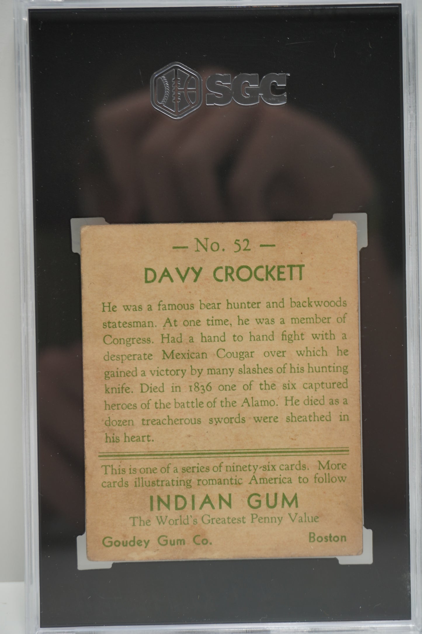 1933-40 Goudey Indian Gum Davy Crockett 52 SGC 2