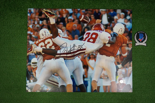 ROY WILLIAMS OU OKLAHOMA SOONERS SIGNED 16x20 Superman PHOTO BAS COA