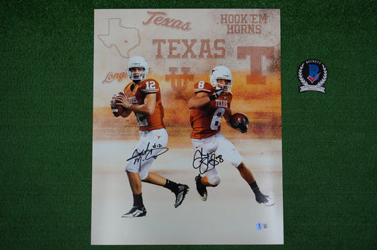COLT McCOY & JORDAN SHIPLEY TEXAS LONGHORNS SIGNED 16x20 PHOTO BAS