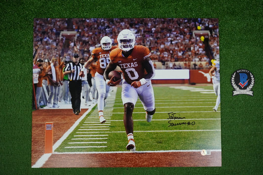 JA'TAVION SANDERS TEXAS LONGHORNS SIGNED 16x20 Touchdown PHOTO BAS COA