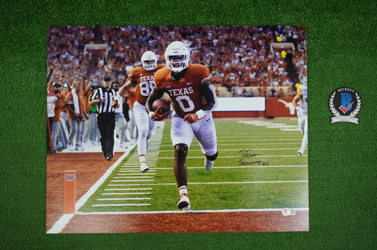 JA'TAVION SANDERS TEXAS LONGHORNS SIGNED 16x20 Touchdown PHOTO BAS COA