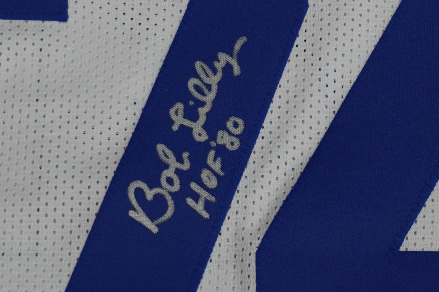 BOB LILLY SIGNED WHITE JERSEY Size XL Dallas Cowboys w/HOF 80 JSA COA