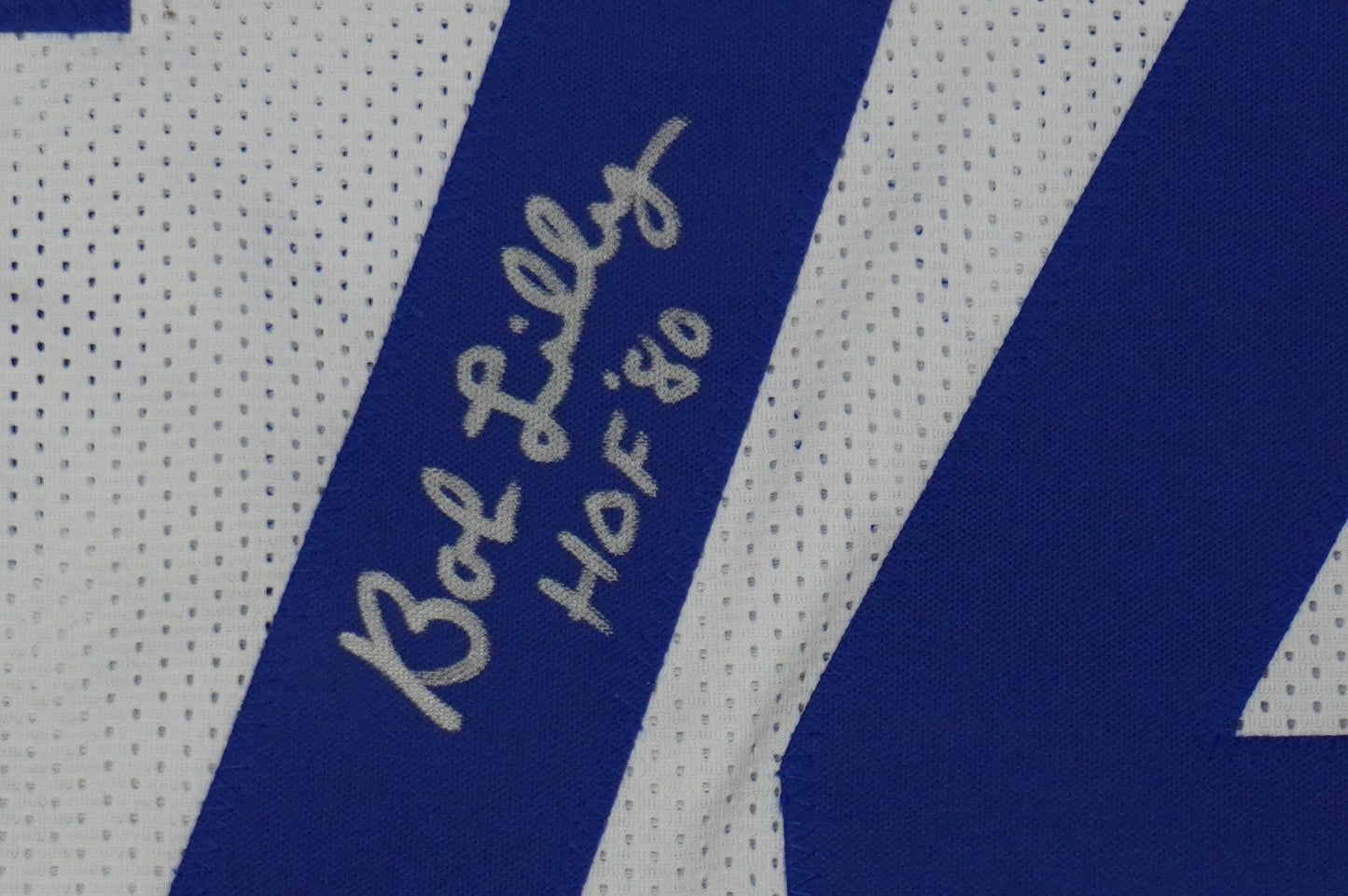 BOB LILLY SIGNED WHITE JERSEY Size XL Dallas Cowboys w/HOF 80 JSA COA