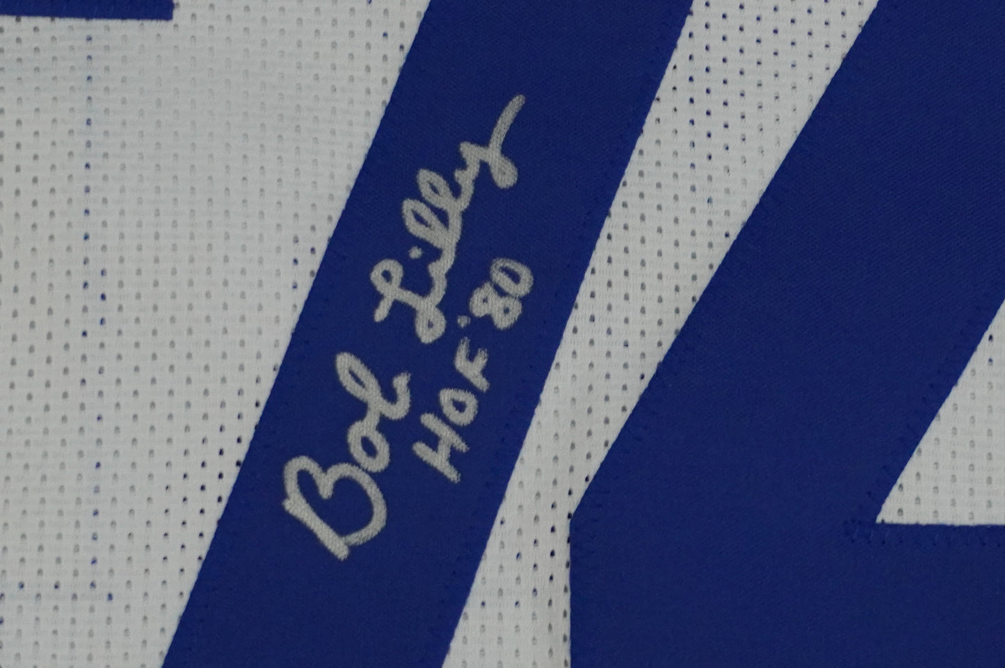BOB LILLY SIGNED WHITE JERSEY Size XL Dallas Cowboys w/HOF 80 JSA COA