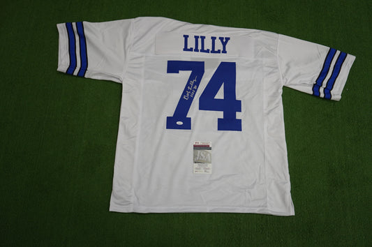 BOB LILLY SIGNED WHITE JERSEY Size 3XL Dallas Cowboys w/HOF 80 JSA COA