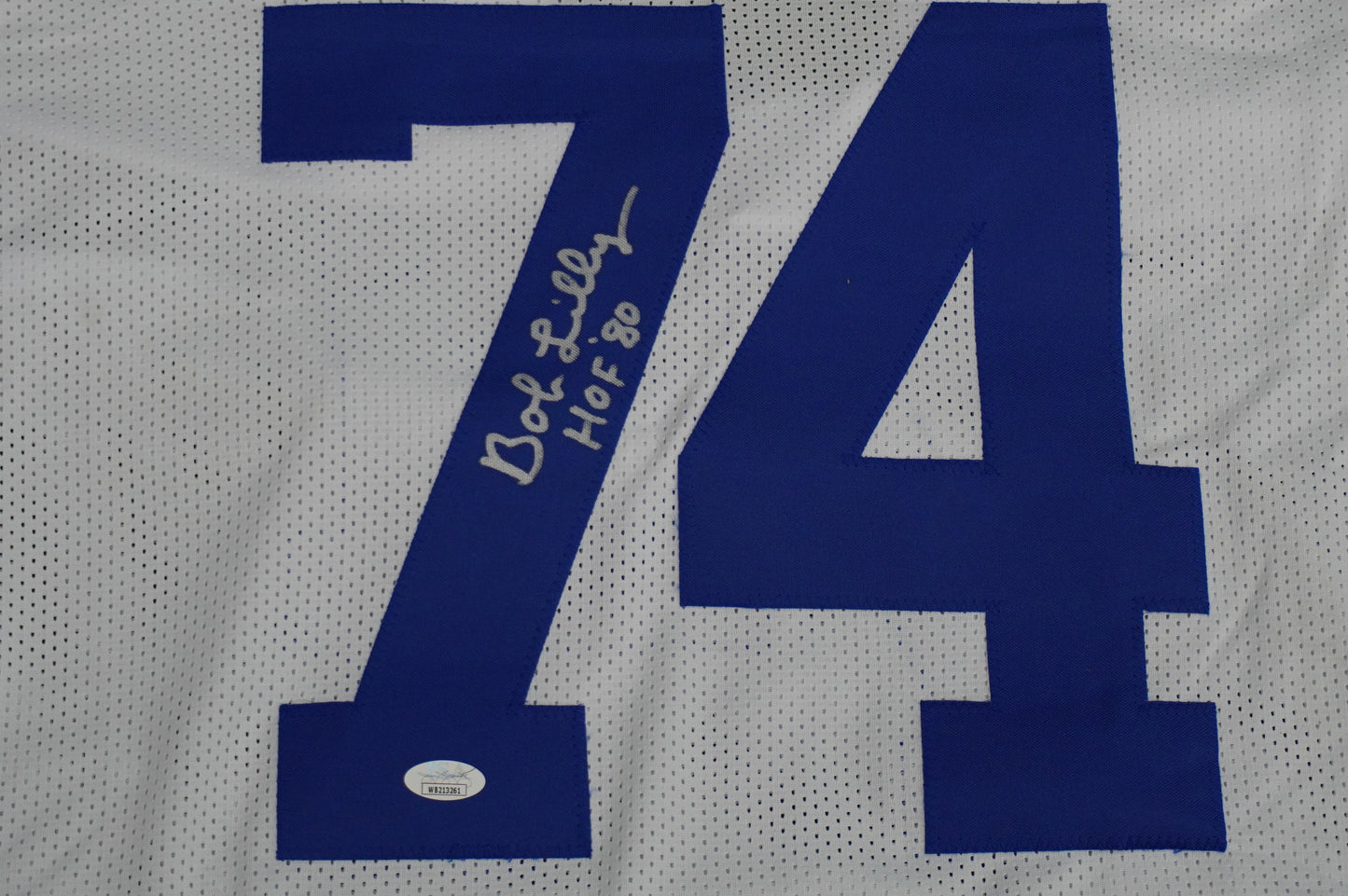 BOB LILLY SIGNED WHITE JERSEY Size 3XL Dallas Cowboys w/HOF 80 JSA COA