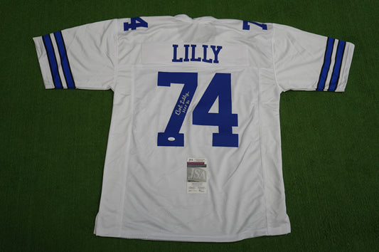 BOB LILLY SIGNED WHITE JERSEY Size 3XL Dallas Cowboys w/HOF 80 JSA COA