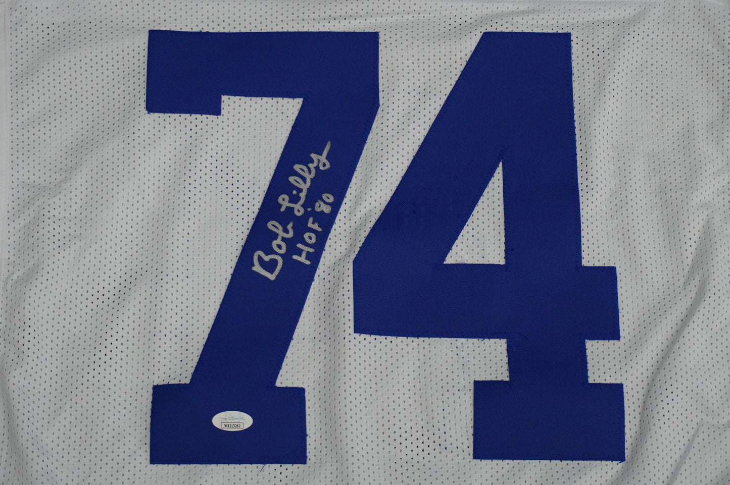 BOB LILLY SIGNED WHITE JERSEY Size 3XL Dallas Cowboys w/HOF 80 JSA COA
