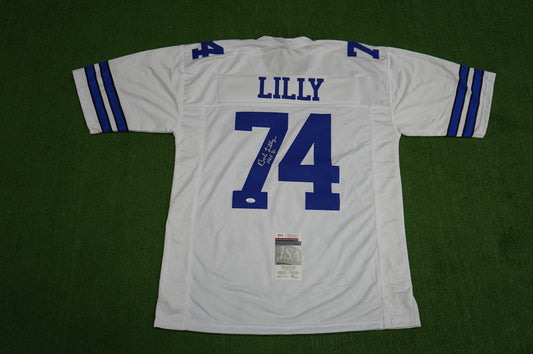 BOB LILLY SIGNED WHITE JERSEY Size 3XL Dallas Cowboys w/HOF 80 JSA COA