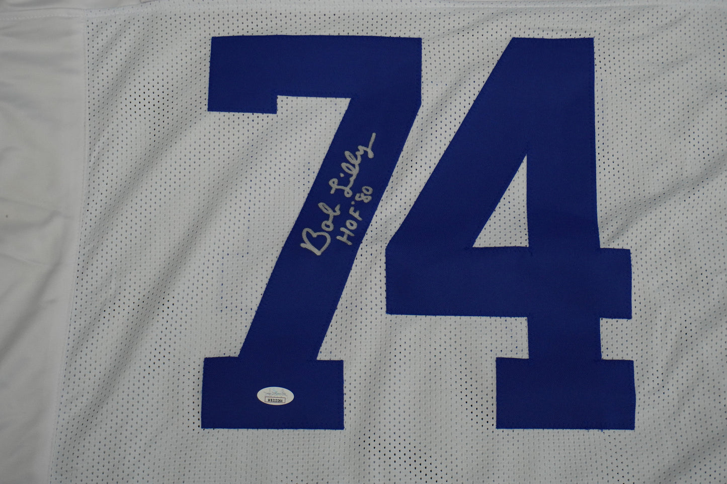 BOB LILLY SIGNED WHITE JERSEY Size 3XL Dallas Cowboys w/HOF 80 JSA COA