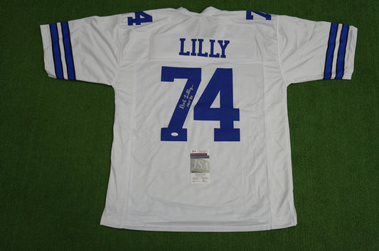 BOB LILLY SIGNED WHITE JERSEY Size 3XL Dallas Cowboys w/HOF 80 JSA COA