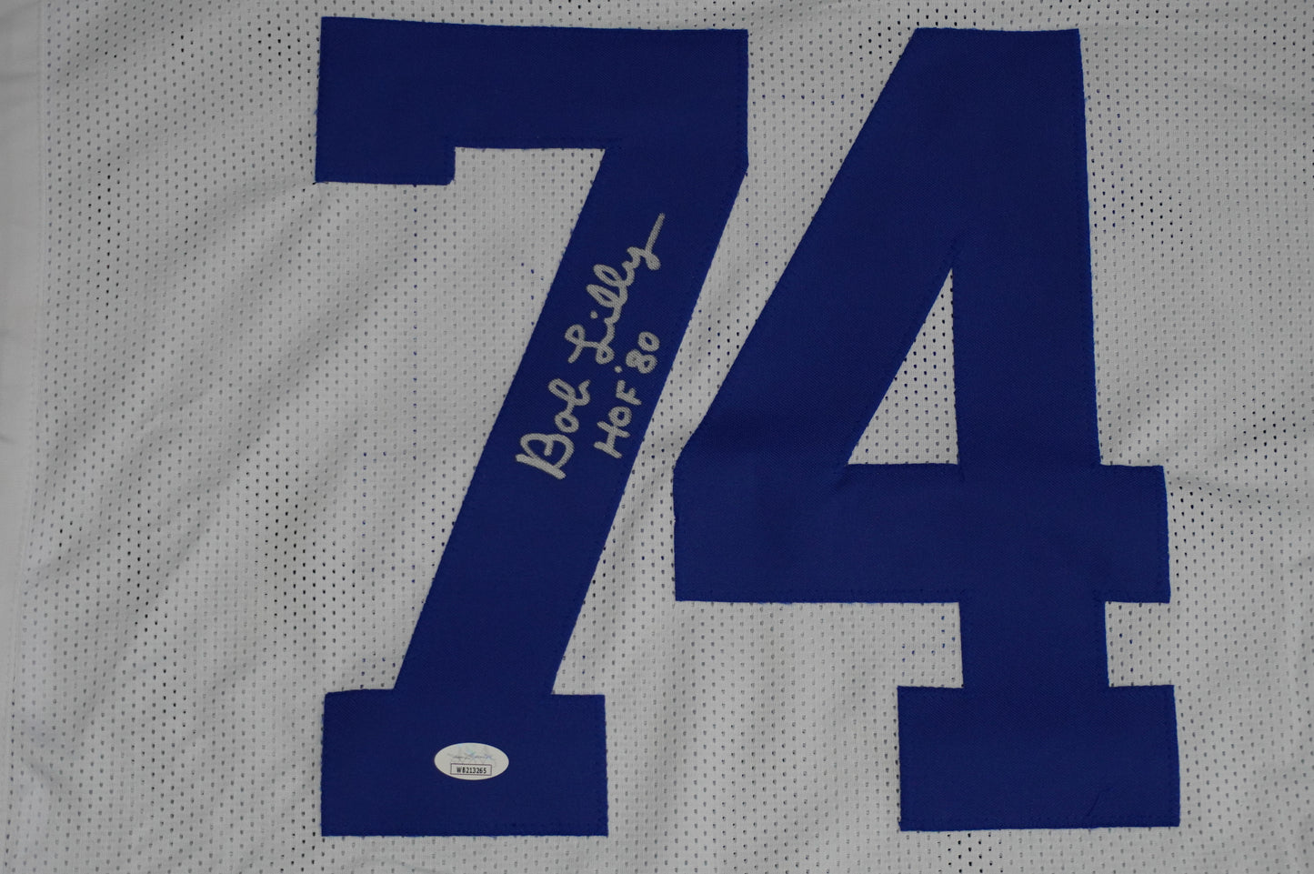 BOB LILLY SIGNED WHITE JERSEY Size 3XL Dallas Cowboys w/HOF 80 JSA COA