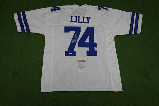 BOB LILLY SIGNED WHITE JERSEY Size 3XL Dallas Cowboys w/HOF 80 JSA COA