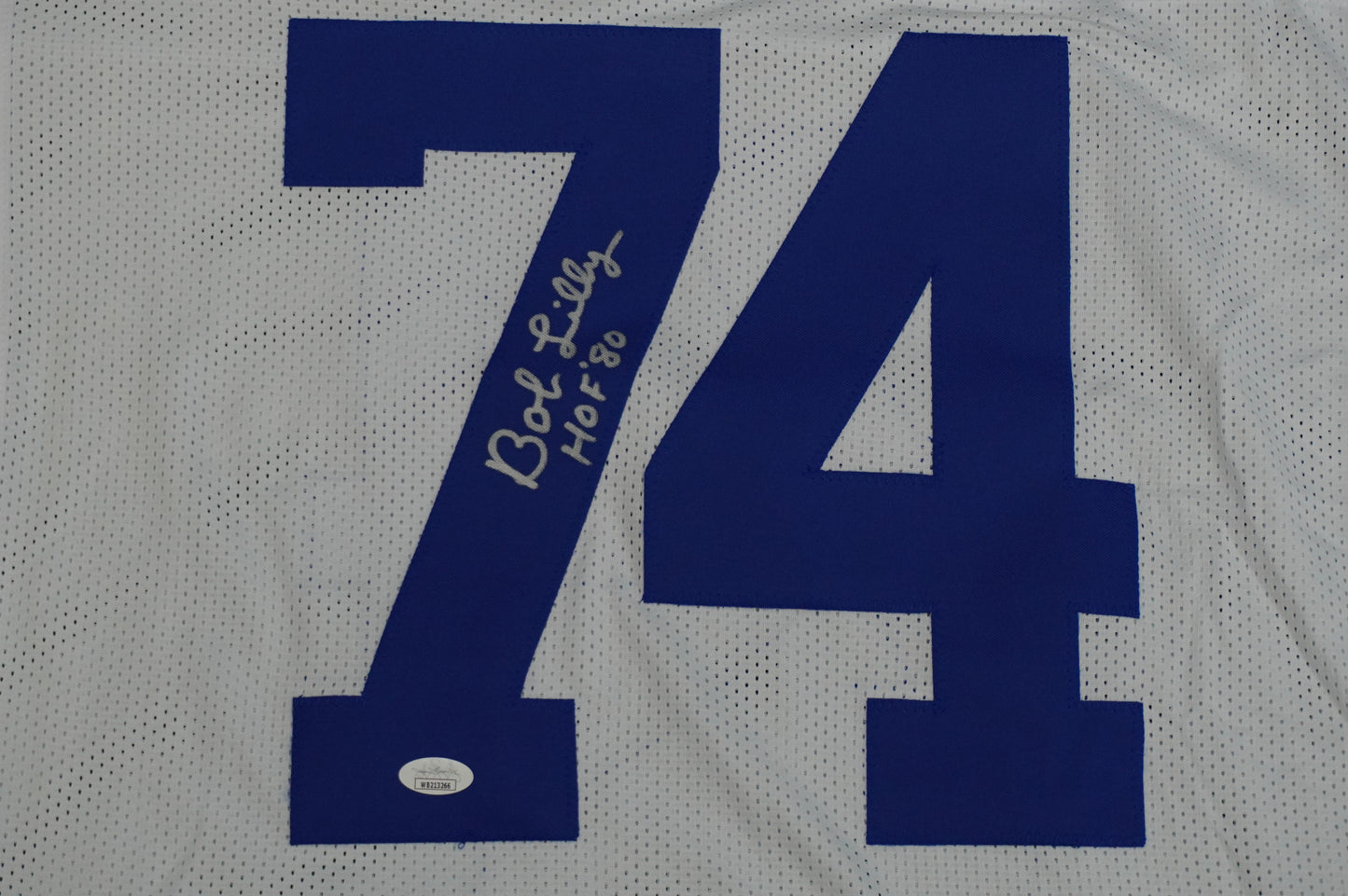 BOB LILLY SIGNED WHITE JERSEY Size 3XL Dallas Cowboys w/HOF 80 JSA COA