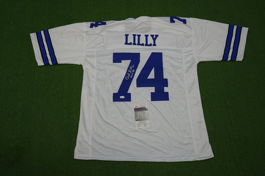 BOB LILLY SIGNED WHITE JERSEY Size 3XL Dallas Cowboys w/HOF 80 JSA COA