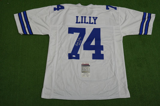 BOB LILLY SIGNED WHITE JERSEY Size 3XL Dallas Cowboys w/HOF 80 JSA COA
