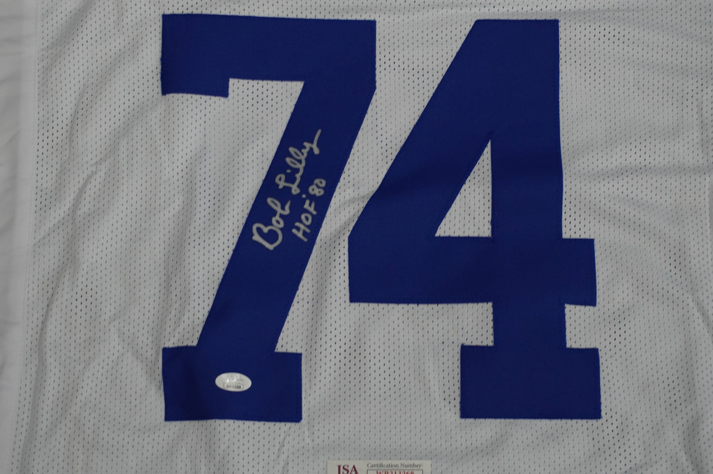 BOB LILLY SIGNED WHITE JERSEY Size 3XL Dallas Cowboys w/HOF 80 JSA COA