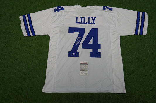 BOB LILLY SIGNED WHITE JERSEY Size 3XL Dallas Cowboys w/HOF 80 JSA COA