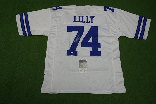BOB LILLY SIGNED WHITE JERSEY Size 3XL Dallas Cowboys w/HOF 80 JSA COA