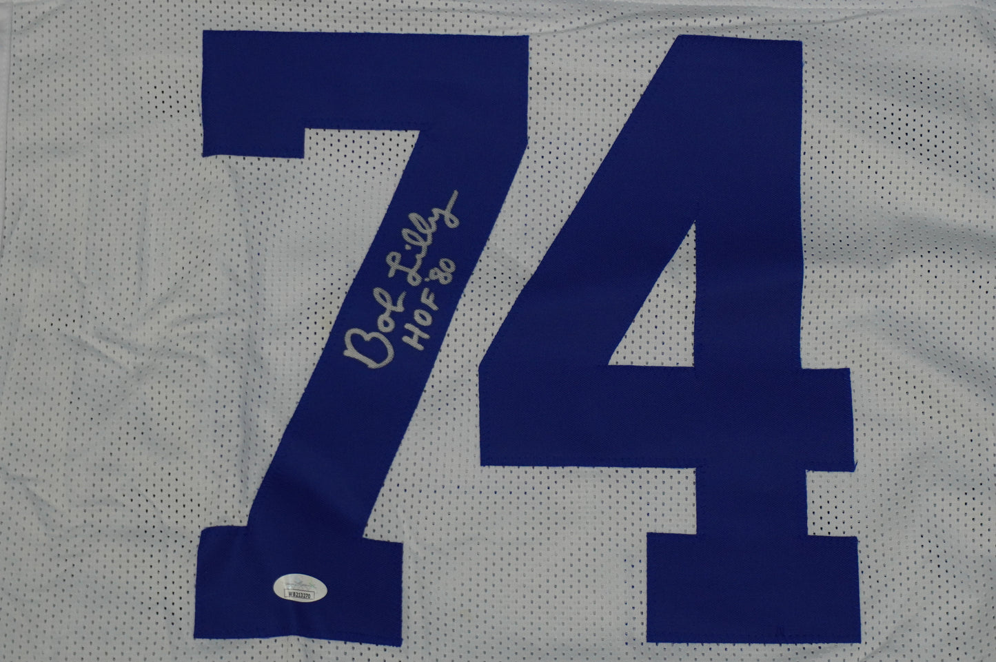 BOB LILLY SIGNED WHITE JERSEY Size 3XL Dallas Cowboys w/HOF 80 JSA COA