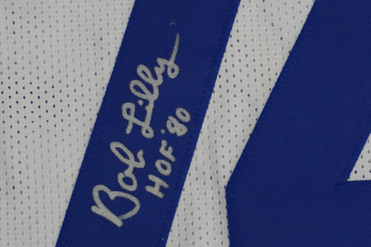 BOB LILLY SIGNED WHITE JERSEY Size M Dallas Cowboys w/HOF 80 JSA COA
