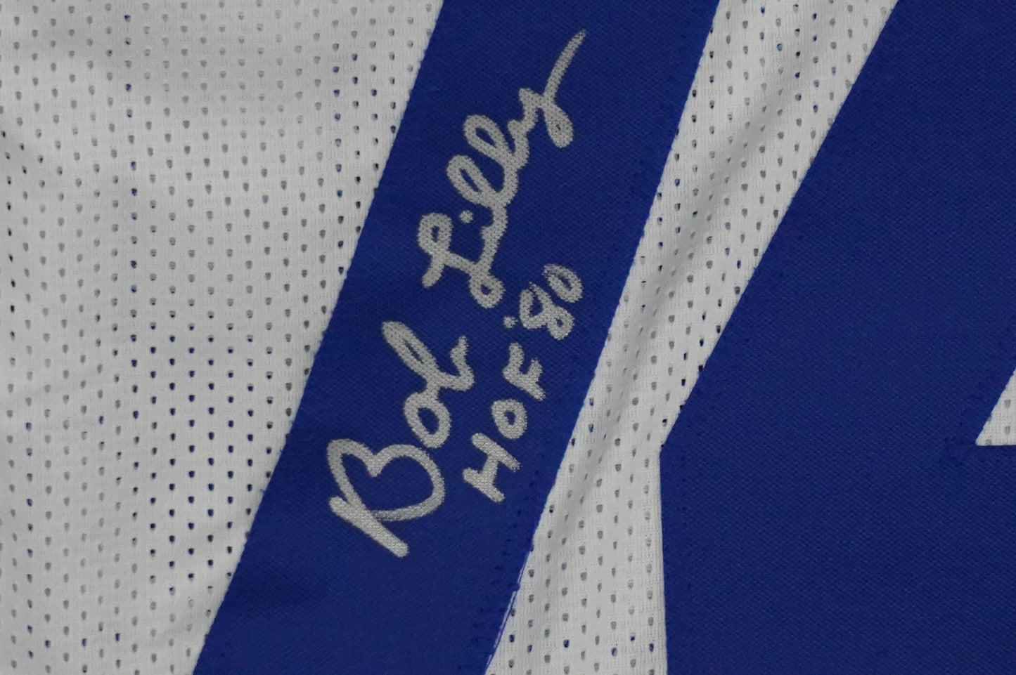 BOB LILLY SIGNED WHITE JERSEY Size M Dallas Cowboys w/HOF 80 JSA COA