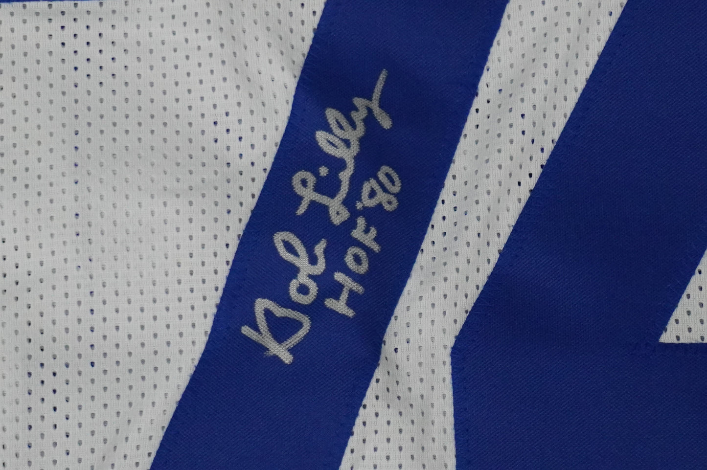 BOB LILLY SIGNED WHITE JERSEY Size M Dallas Cowboys w/HOF 80 JSA COA