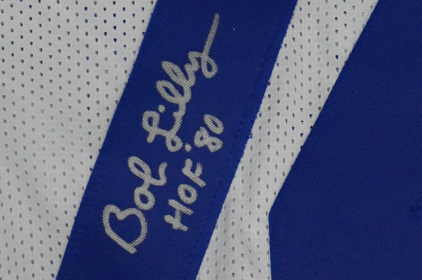 BOB LILLY SIGNED WHITE JERSEY Size M Dallas Cowboys w/HOF 80 JSA COA