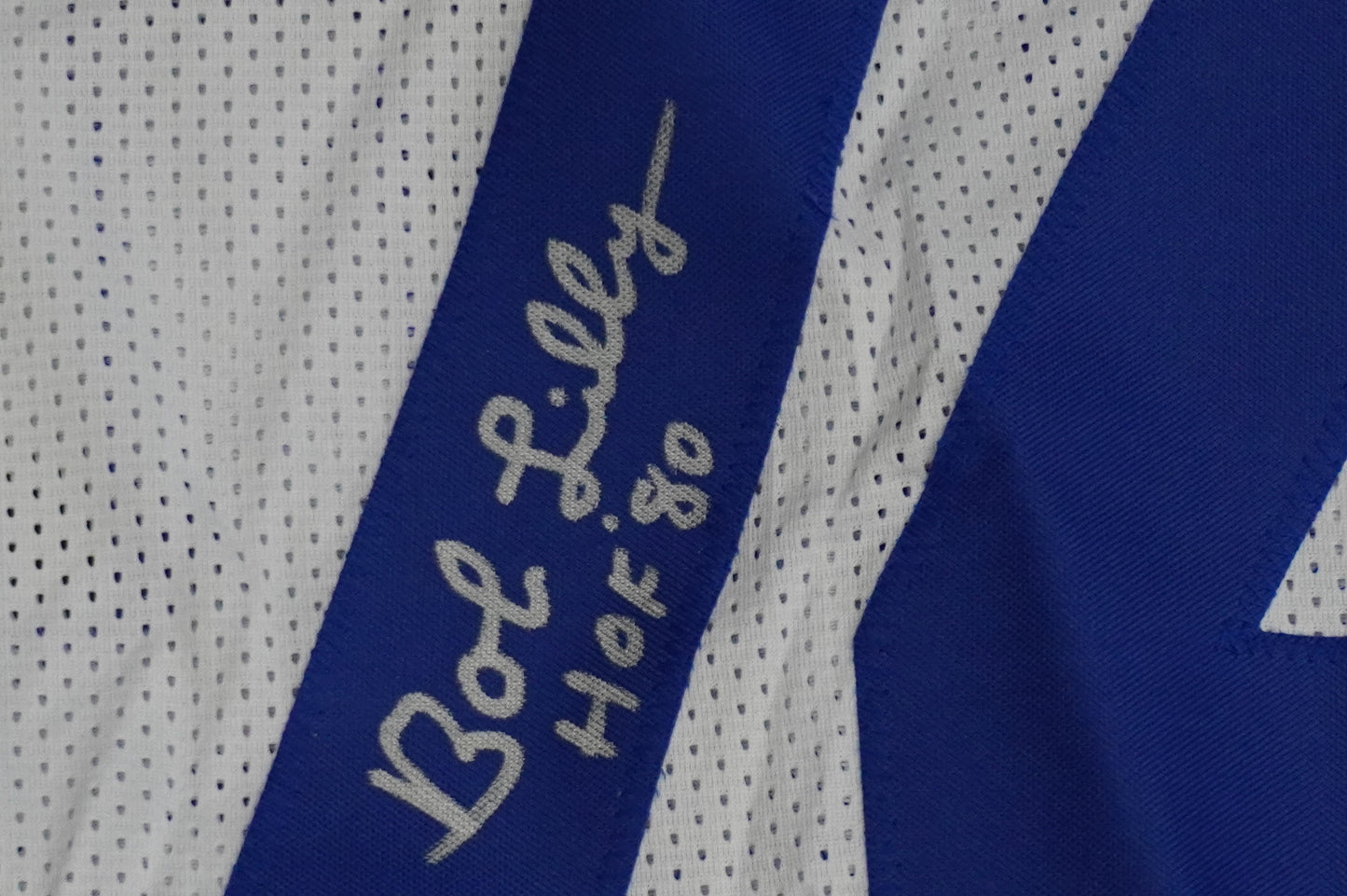 BOB LILLY SIGNED WHITE JERSEY Size M Dallas Cowboys w/HOF 80 JSA COA