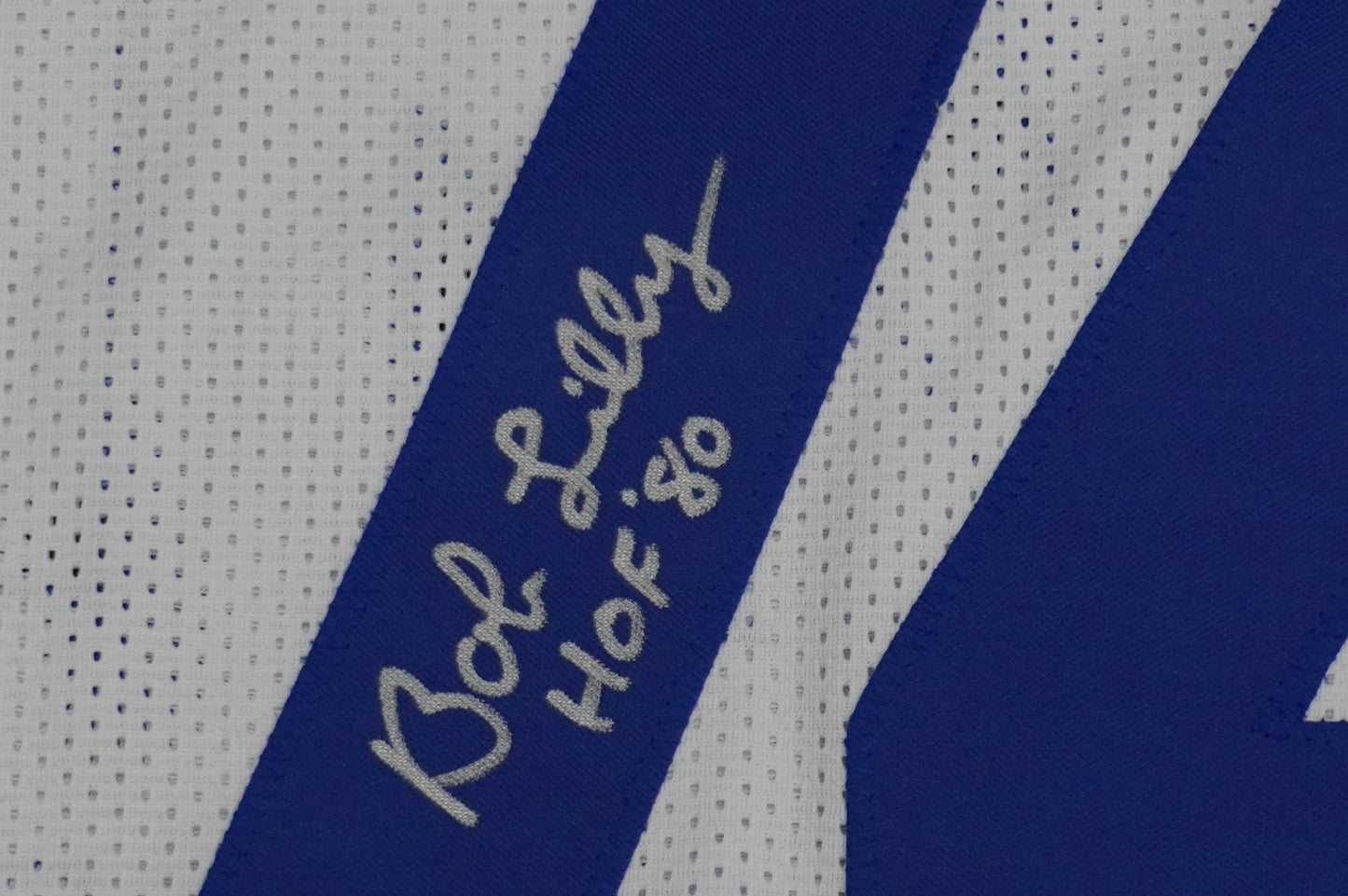 BOB LILLY SIGNED WHITE JERSEY Size L Dallas Cowboys w/HOF 80 JSA COA