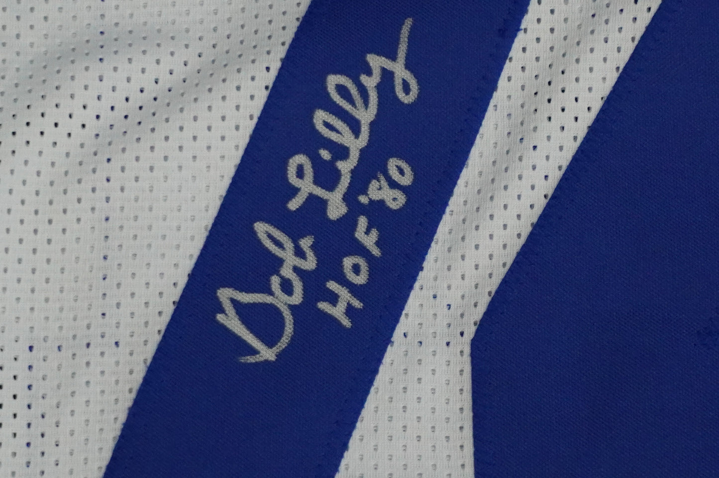 BOB LILLY SIGNED WHITE JERSEY Size L Dallas Cowboys w/HOF 80 JSA COA