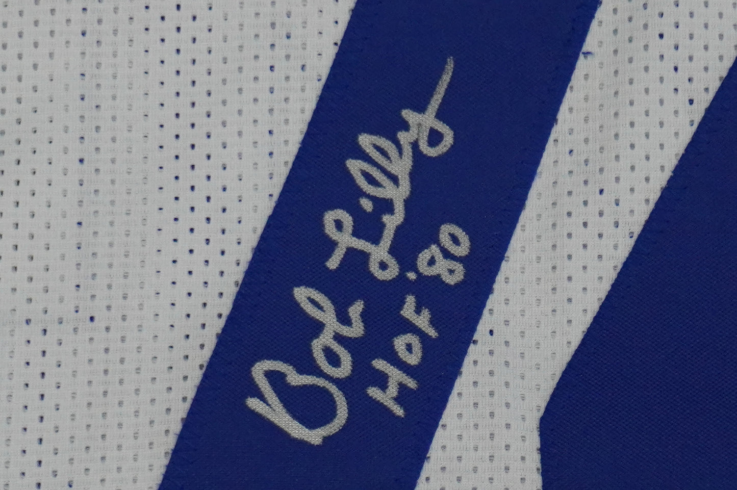 BOB LILLY SIGNED WHITE JERSEY Size L Dallas Cowboys w/HOF 80 JSA COA