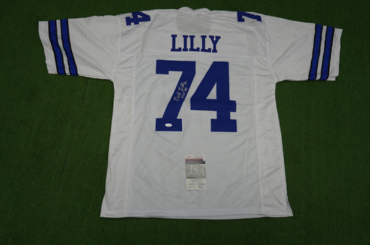 BOB LILLY SIGNED WHITE JERSEY Size 2XL Dallas Cowboys w/HOF 80 JSA COA
