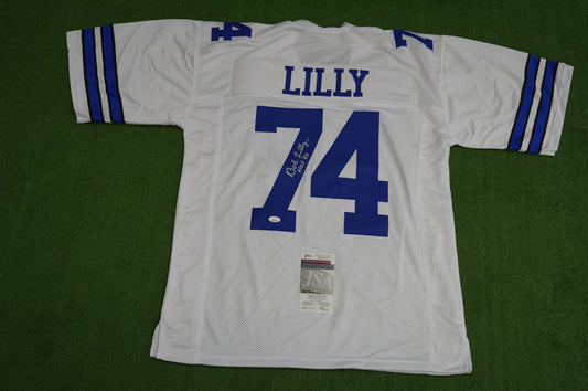 BOB LILLY SIGNED WHITE JERSEY Size 2XL Dallas Cowboys w/HOF 80 JSA COA