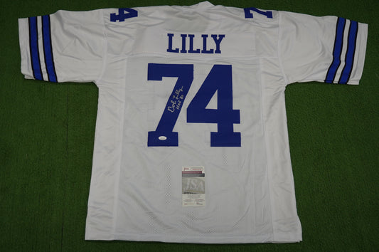 BOB LILLY SIGNED WHITE JERSEY Size 2XL Dallas Cowboys w/HOF 80 JSA COA