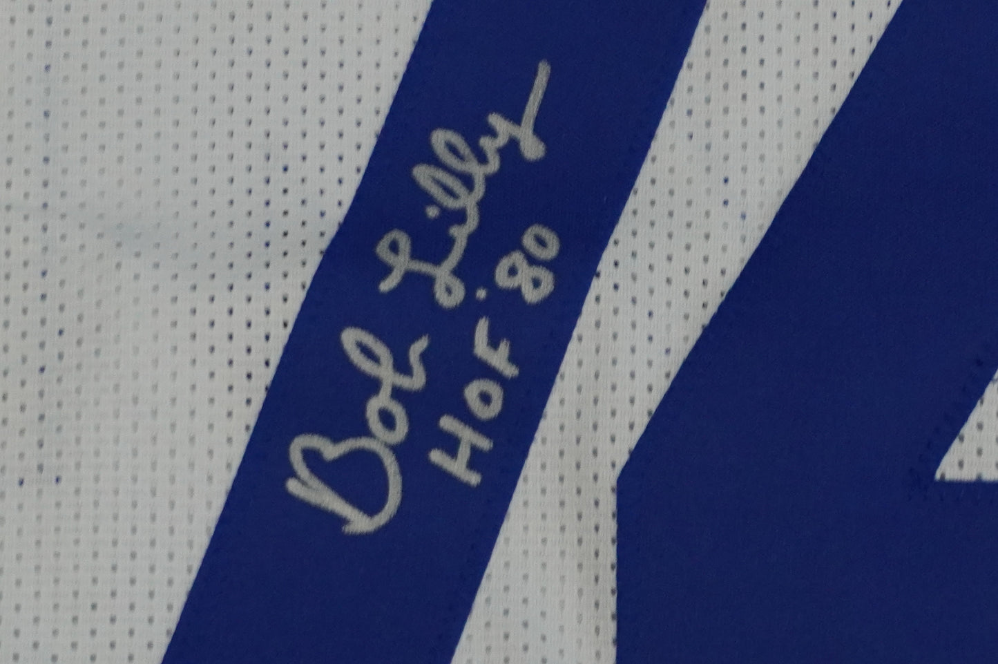 BOB LILLY SIGNED WHITE JERSEY Size 2XL Dallas Cowboys w/HOF 80 JSA COA