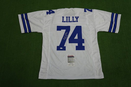 BOB LILLY SIGNED WHITE JERSEY Size 2XL Dallas Cowboys w/HOF 80 JSA COA