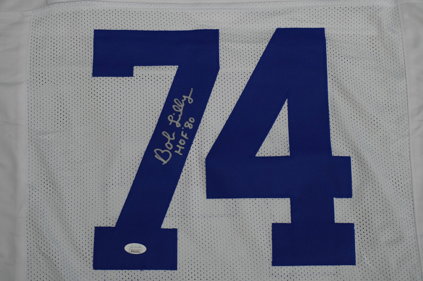 BOB LILLY SIGNED WHITE JERSEY Size 2XL Dallas Cowboys w/HOF 80 JSA COA
