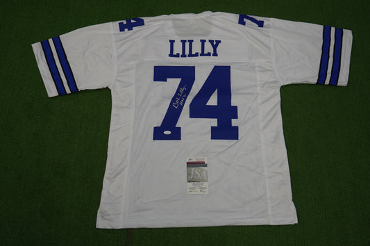 BOB LILLY SIGNED WHITE JERSEY Size 2XL Dallas Cowboys w/HOF 80 JSA COA